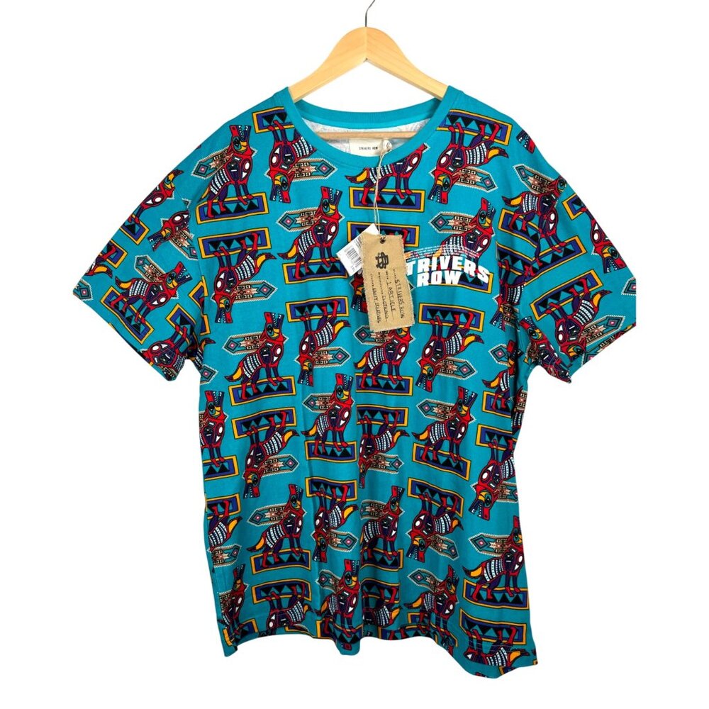 Strivers Row graphic tribal no trace cotton T shirt blue sz 2XL
